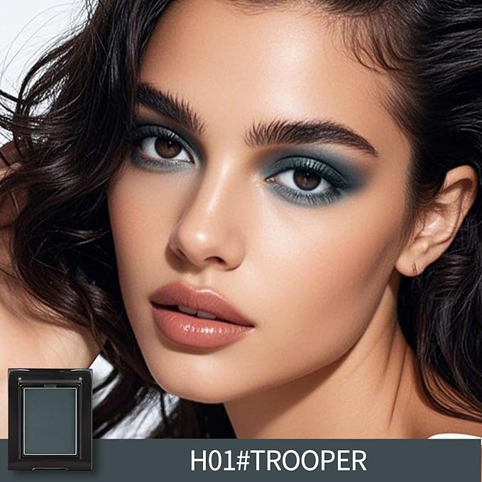 Erinde Single Matte Grey Eyeshadow Palette, Velvet Smoke Gray Eye Shadow Compact Powder Natural Makeup, Long-Lasting Eye Makeup, Ultra-Blendable, Pigmented Color, Vegan Formula, H01 Trooper