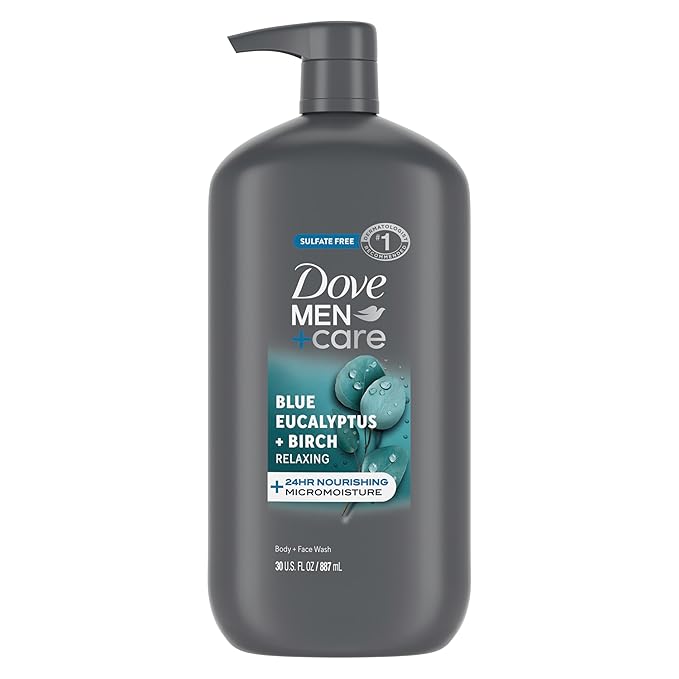 DOVE MEN + CARE Body and Face Wash for Men, Blue Eucalyptus + Birch, 30 oz