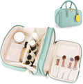 HauteHues Travel Makeup Bag for Women Stand Up Cosmetic Toiletry Case, Blue