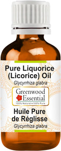 Greenwood Essential Liquorice (Licorice) Oil (Glycyrrhiza glabra) | Infused | Pure | Non-Sticky | Lightweight | for Skin Blends | Botanical Extract | Men & Women | 10ml (0.33 oz)