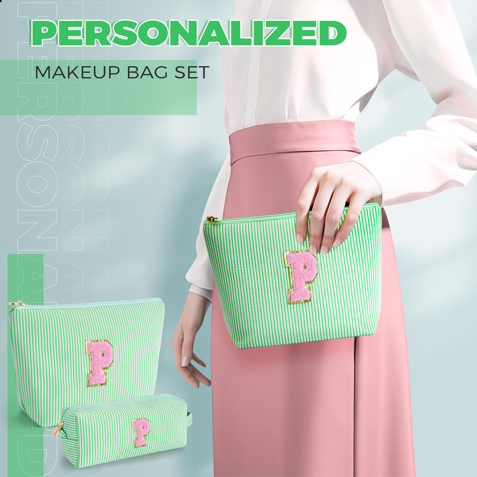 Btffitting Gifts for Teen Girls Women - Birthday Gifts for 10 11 12 13 14 15 16 17 18 Years Old Girl,Makeup Bag Cosmetic Bag,Teacher Gift Trendy Stuff Toiletry Bag - Green,P
