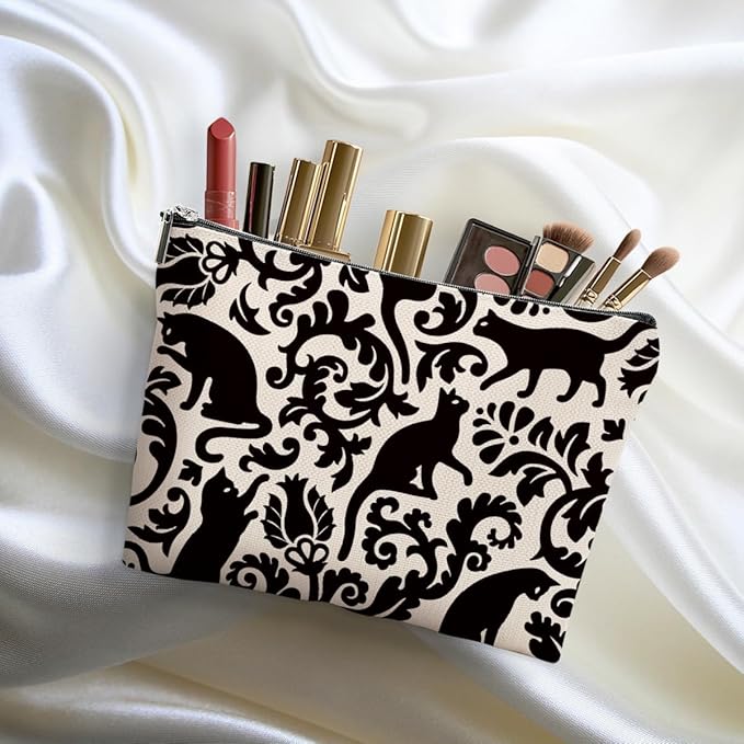 Botanical Cat Makeup Bag Cats Gifts Cosmetic Bag Cat Lover Gifts for Women
