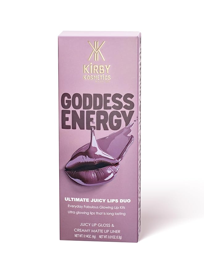 Kirby Kosmetics Lip Kit Duo – Goddess Energy - TikTok-Viral Precision Liner & Glossy Liquid Lipstick, Clean 2-Step Set with Hydrating Long-Wear Color – Bold Inclusive Beauty for Everyday Konfidence