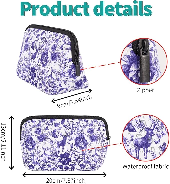 AJLTPA Waterproof Neoprene Cosmetic Bag, Fairytale Forest