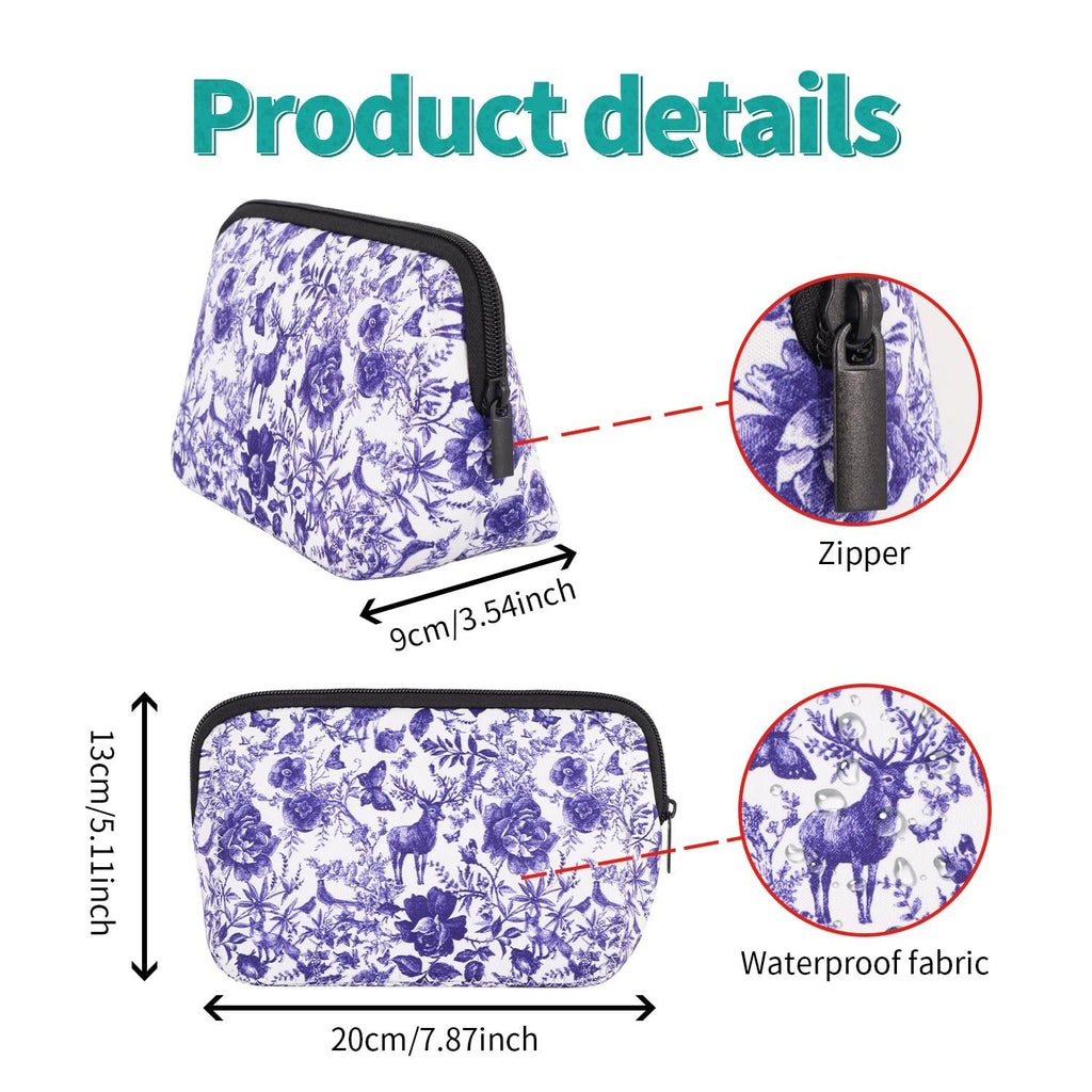 AJLTPA Waterproof Neoprene Cosmetic Bag, Fairytale Forest