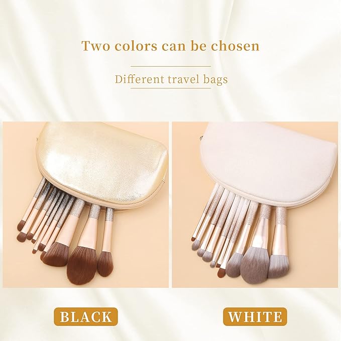 ENZO KEN Natural Hair Makeup Brush Set Professional, Sable Makeup Brushes Set with Case, Natural Hair Brushes Makeup Set, Glitter Make up Brushes Set Professional, Natural Makeup Brushes - ORRA, Black