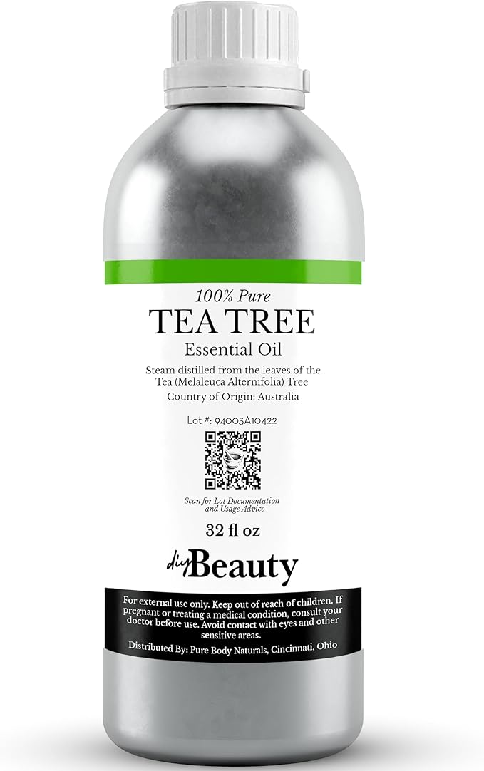Bulk Tea Tree Oil for Skin & Hair, 32 oz - 100% Pure Organic Melaleuca Oil