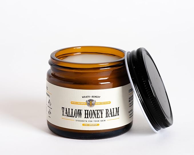 Organic Beef Tallow & Honey Balm for Skin - Concentrated, Unscented (2 OZ)