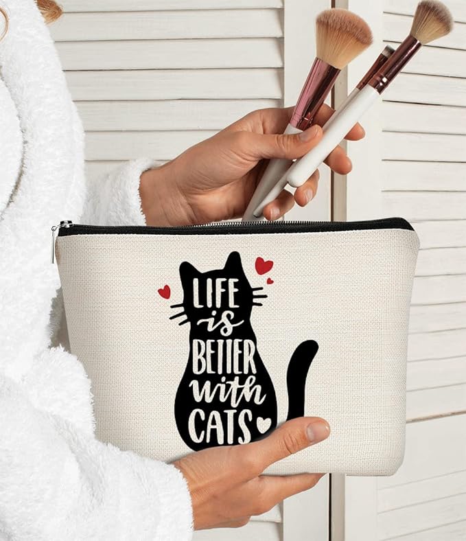 BARPERY Cat Ketten Makeup Bag - Cosmetic Accessory Gift for Cat Lovers, Women & Girls