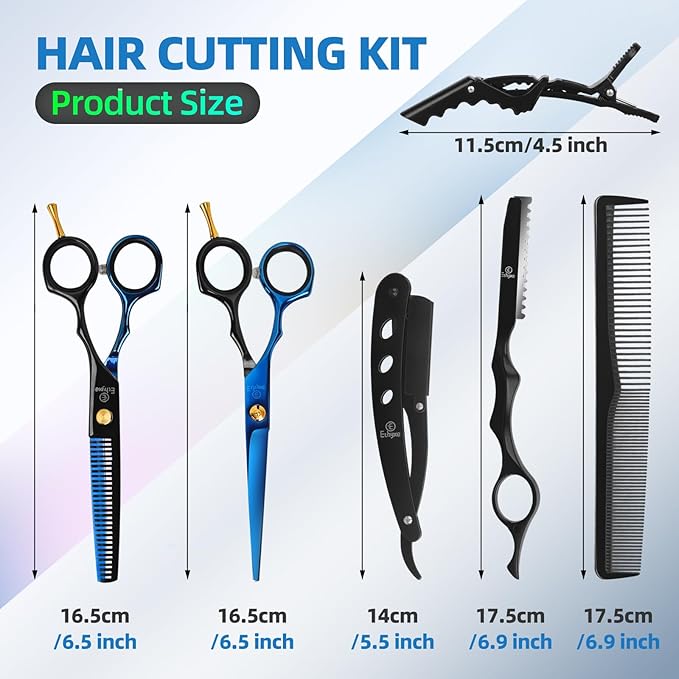 Ethyxe Hair Cutting Shears Sets - Professional 9 PCS Haircut Scissors Kit
