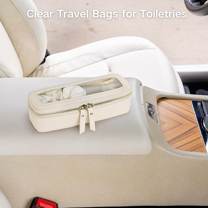 PACKISM Clear Makeup Bag - PU Leather Clear Travel Bags for Toiletries