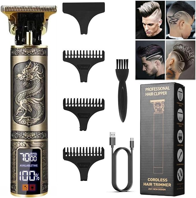 Wrrozz Professional Hair Clippers for Men Cordless, T-Blade & Copper Motor, Rechargeable Beard Trimmer with 3 Guards for Barber-Level Haircut & Trimming
