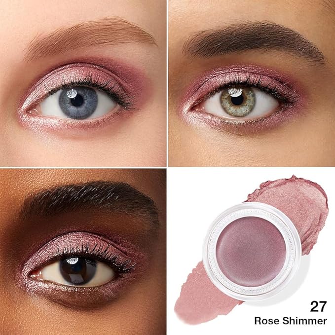 FeiCuiYun Cream Glitter Rose Shimmer Metallic Eyeshadow Palette Makeup, Natural Single Mini Instant Holographic Eyeshadow For Older Women, Sombras Crema Para Ojos, Talc, Paraben & Cruelty Free, 27