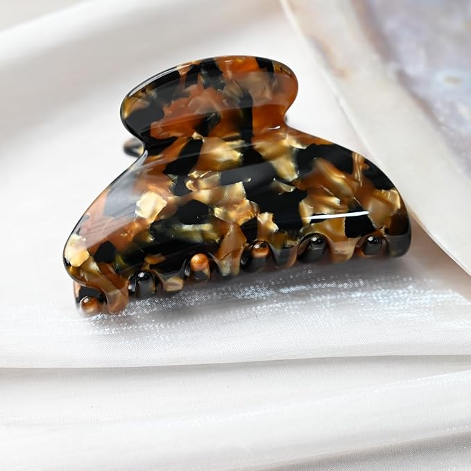 Prettyou Handmade Celluloid Acetate French Design Barrettes Tortoise Shell Claws Hair Claw Luxury Fashion Accessories Hair Clip for Women (black gold)