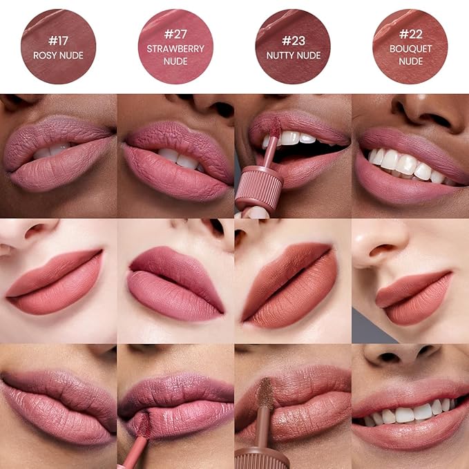 Peripera Ink The Velvet Lip Tint | Highly Pigmented, Longwear & Weightless Lip Tint | Smudge-Proof, Buildable Color for Lips & Cheeks | K-Beauty Makeup, Safe for Sensitive Lips (027 STRAWBERRY NUDE)