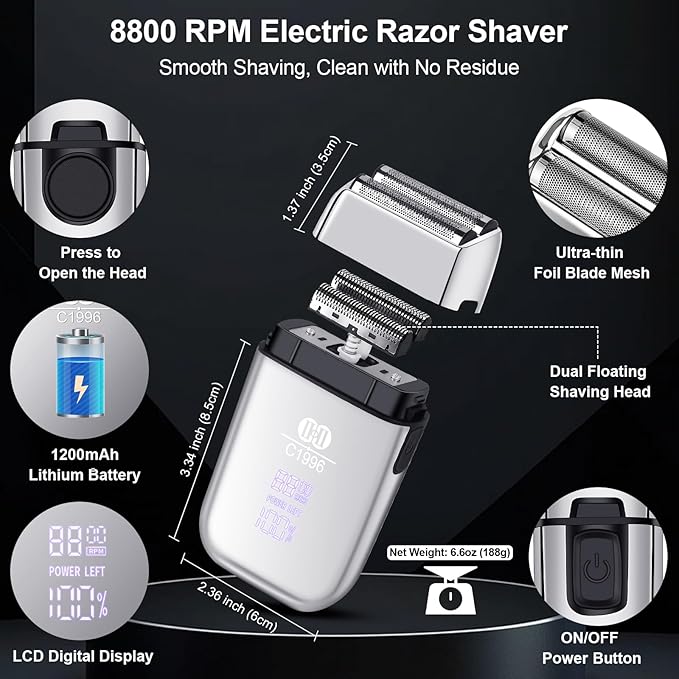 CIICII Mens Hair Clippers, Trimmer and Shaver Set, Cordless Barber Kit