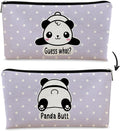 BARPERY Cute Baby Panda Guess What It's Pug Butt Cosmetic Bag, Purple Makeup Case for Teen Girls & Women, Canvas Zipper Pouch