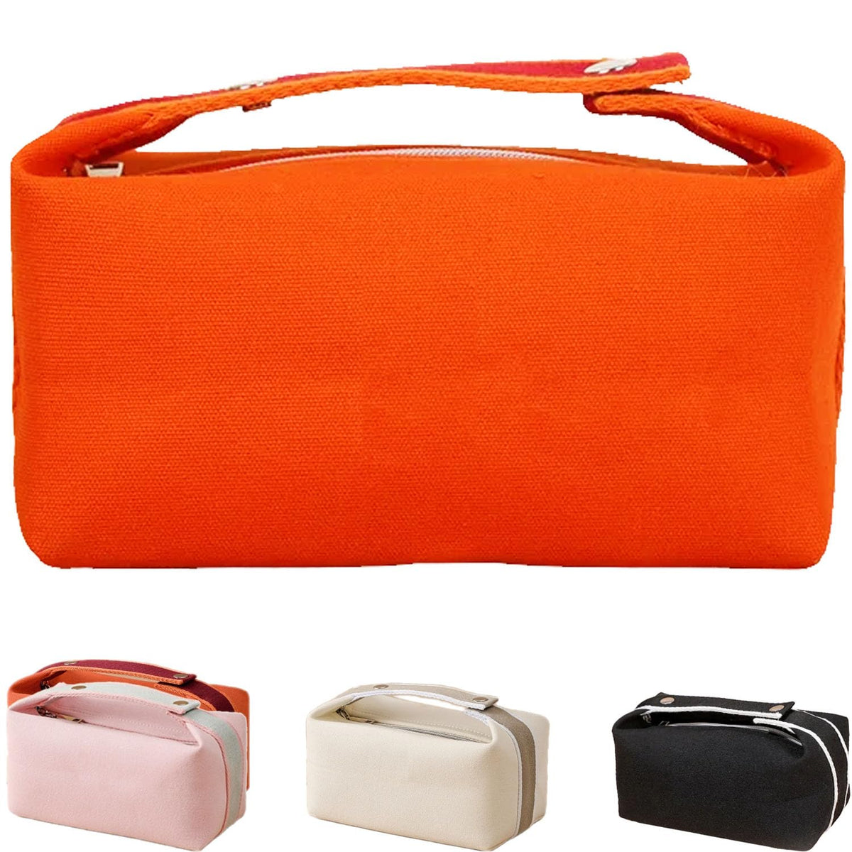 Fammart Travel Makeup Bag, Waterproof Canvas Cosmetic Bag Make Up Organizer Case for Women, Large Toiletry Bag Skincare Pouch for Toiletries Accessories Brushes