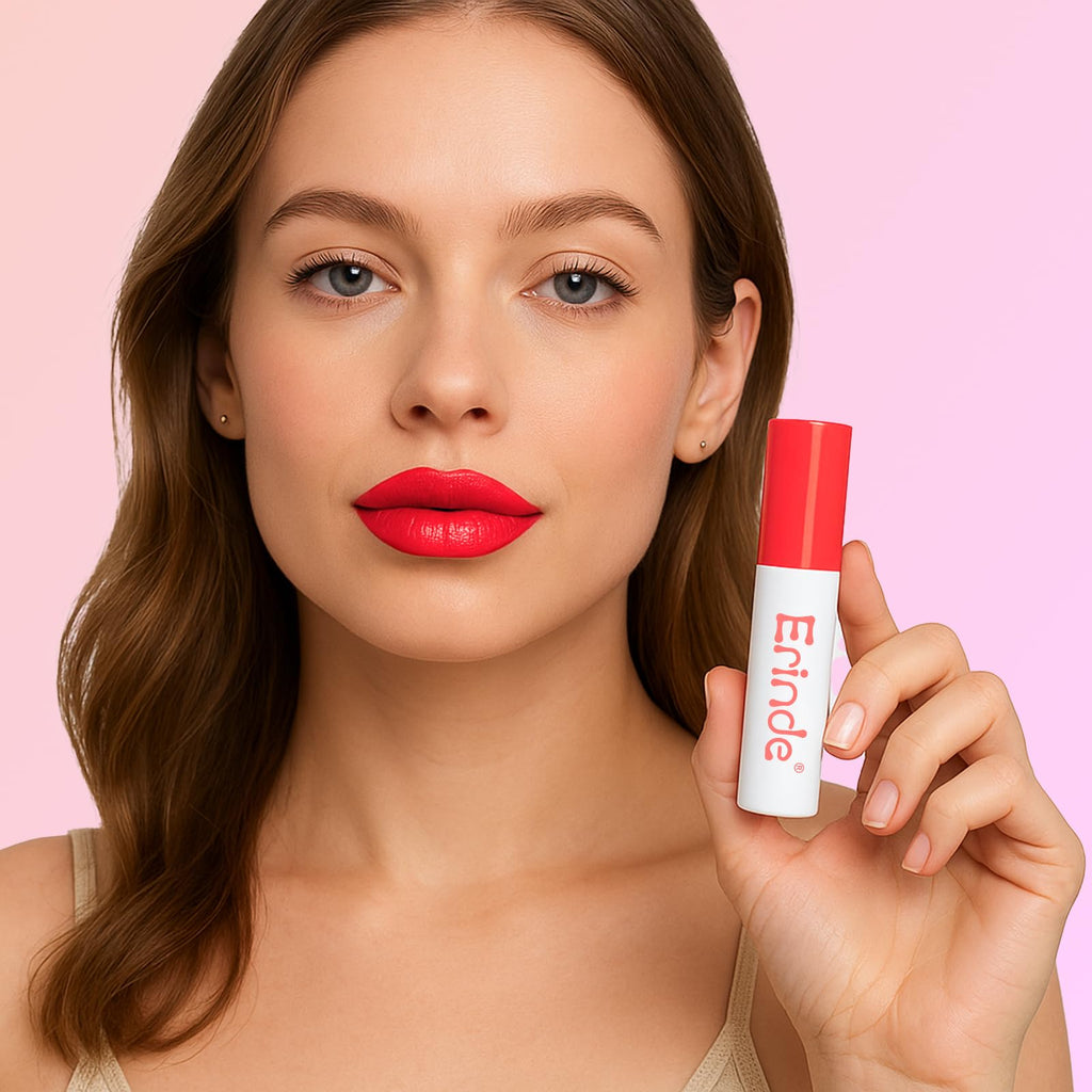 Erinde Lips Staining Lip Oil, Glossy Lip Stain, Long-Lasting Lightweight Lip Staining Oil, Moisturizing Plumping Hydrating Glossy Lip Tint, Vegan & Cruelty-Free, 08