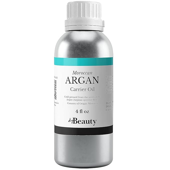 DIYBeauty Bulk Argan Oil - 4 Fl Oz Large Size Bottle - Natural, Cold Pressed, 100 Percent Pure Argan Oil for Homemade Hair, Face and Skin Products - Light Aceite de Argan Carrier Oil