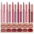 12Pcs Matte Liquid Lipstick + Lip Liner Pens Set, One Step Lips Makeup Sets Pigment Velvety Nude Lip Stain Waterproof Long Wear Lip Gloss Make up Gift Set (Set B)