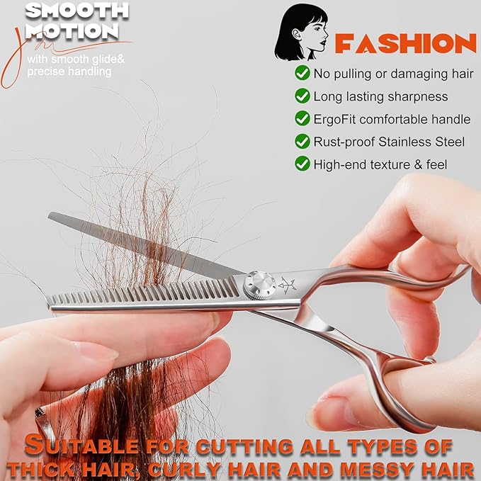Fengliren High-end Professional Hair Scissors Thinning Shears Barber Hair Cutting Teeth Shears Hairdressing Texturizing Scissor 6 Inch Stainless Steel Alloy For Women Men Kids Salon Hairdresser & Home