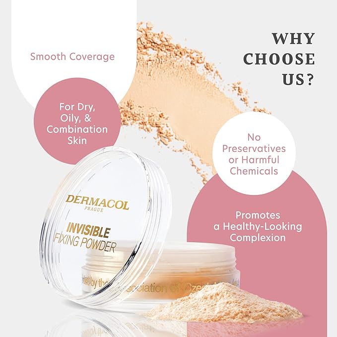 Dermacol Invisible Fixing Powder, Translucent Setting Powder 0.46oz Natural