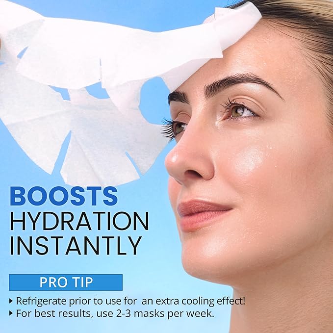 Ebanel 40-Pack Collagen Face Mask with Hyaluronic Acid, Vitamin C, Peptide