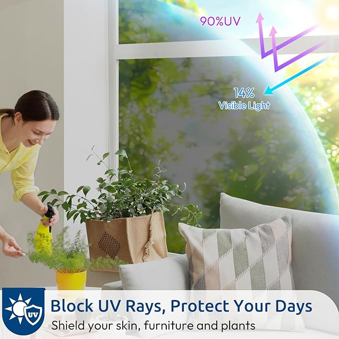 rabbitgoo Window Privacy Film One Way Window Tint for Home, Removable Reflective Heat Sun Blocking Anti UV Glass Door Covering, Mirror Tinting Film House Office, 23.6 in X 13.1 Feet, Black Silver