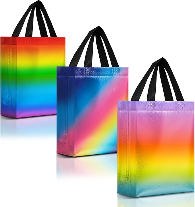 Nush Nush Medium Rainbow Gradient Mix Gift Bags, 8 x 4 x 10, Set of 12