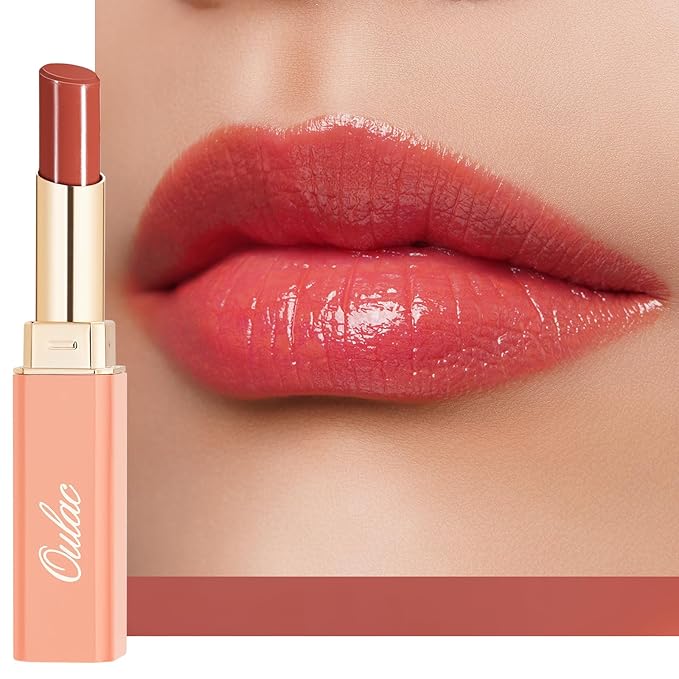 Oulac Moisture Nude Red Lipstick for Women, Hydrate Tinted Lipstick for Mother's Day, Tinted Lip Balm for Dry Lips, Juicy Look, Glossy Finish, Vegan, Cruelty-Free (16)