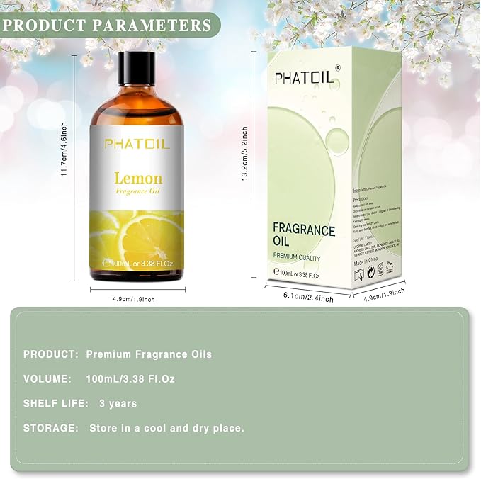 PHATOIL Lemon Fragrance Oil for Diffuser Aromatherapy 3.38FL.OZ