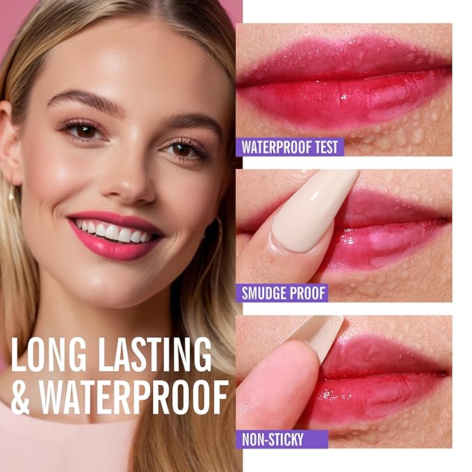 KIMUSE Tattoo Peel & Reveal Lip Stain, Waterproof Long Lasting Peel Off Lip Liner Tattoo, Non Stick Color Peel Off Mask Lip Gloss Makeup, Vegan, Cruelty Free