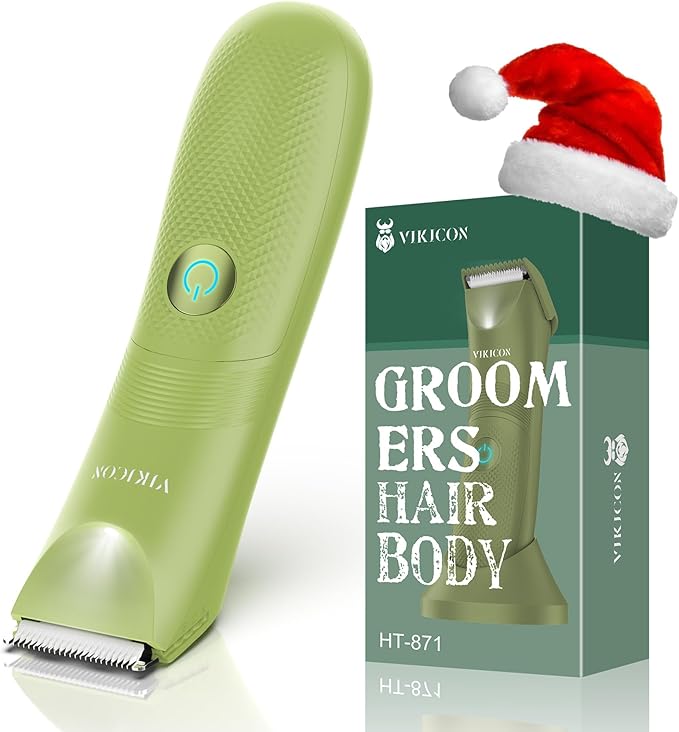 No-Nick Ball Trimmer for Men Ceramic Blade, Pubic Hair Trimmer, Green