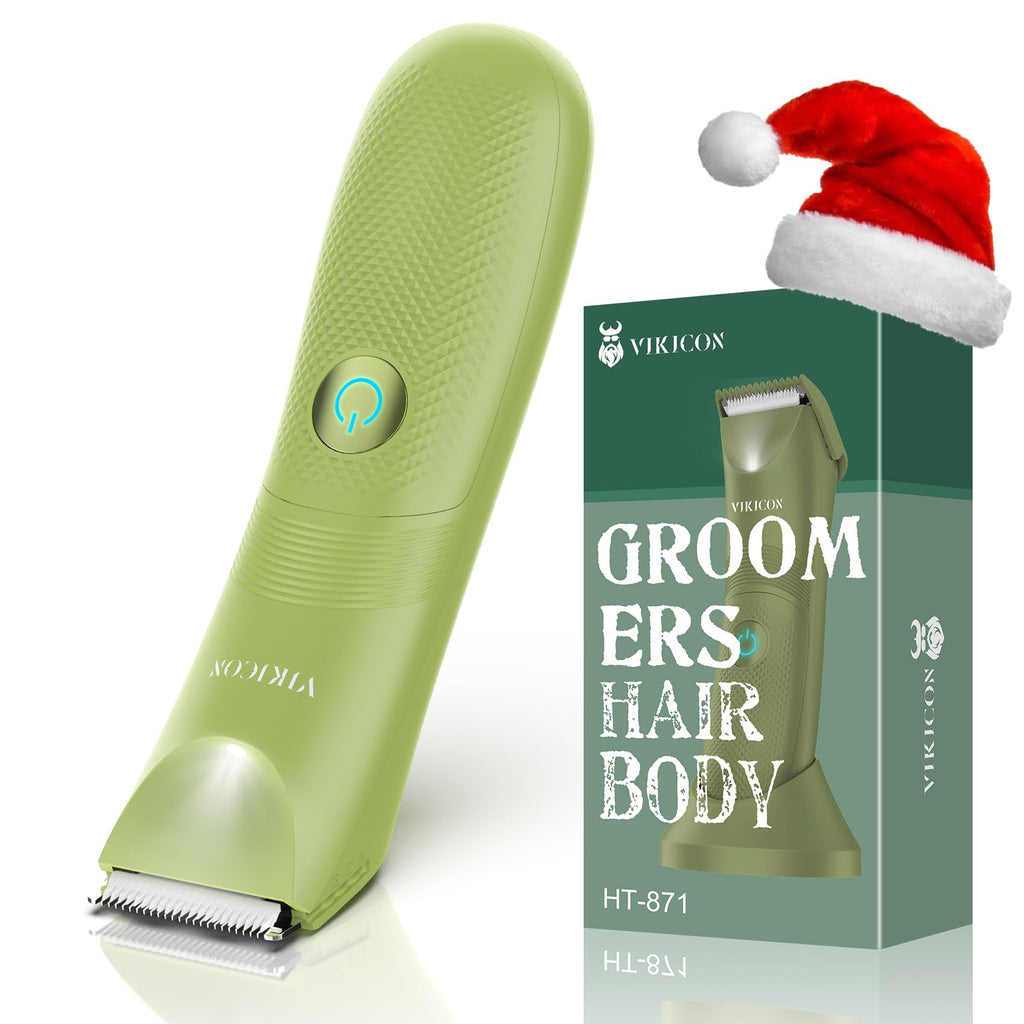 No-Nick Ball Trimmer for Men Ceramic Blade, Pubic Hair Trimmer, Green