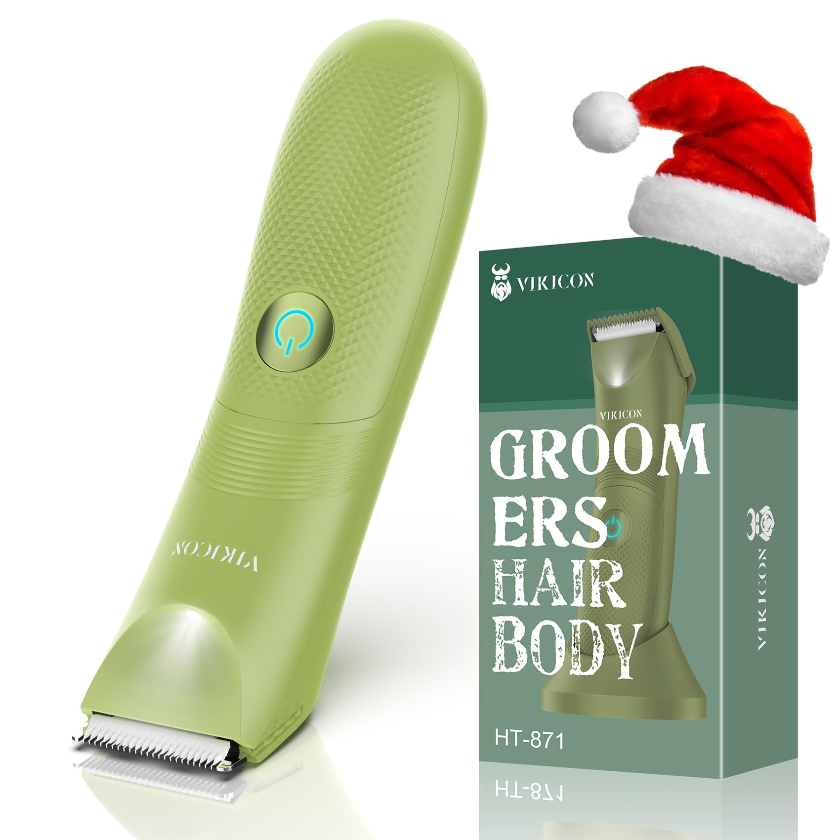 No-Nick Ball Trimmer for Men Ceramic Blade, Pubic Hair Trimmer, Green