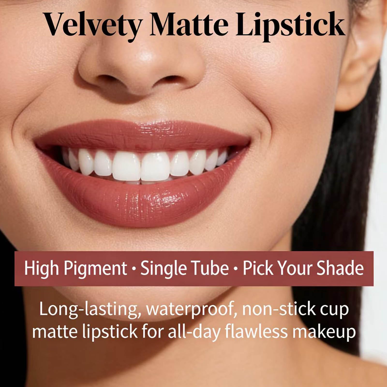 TWLBXMG Matte Lipstick Single, Long Lasting Waterproof Velvet Lipsticks, High Pigment Non-Stick Cup Not Fade Lipstick for Women，Quick Makeup Lightweight Portable # 10