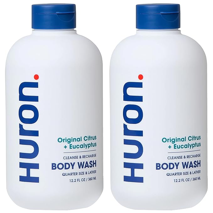 Huron Body Wash: Citrus + Eucalyptus Scent, Non-Toxic; 2-pack (11.3oz)