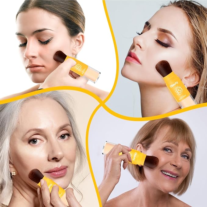 Mineral Powder Sunscreen for Face & Scalp, SPF 35 Brush on Sunscreen Setting Powder, Matte Oil Control Hair Sunscreen Face Powder, Lasting Lightweight Breathable Travel Essentials (#02 Medium)