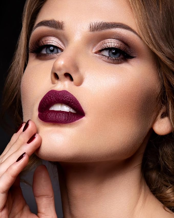 MAKI YIKA Dark Purple Lipstick Matte for Women Color Stay Long Lasting Lipsticks