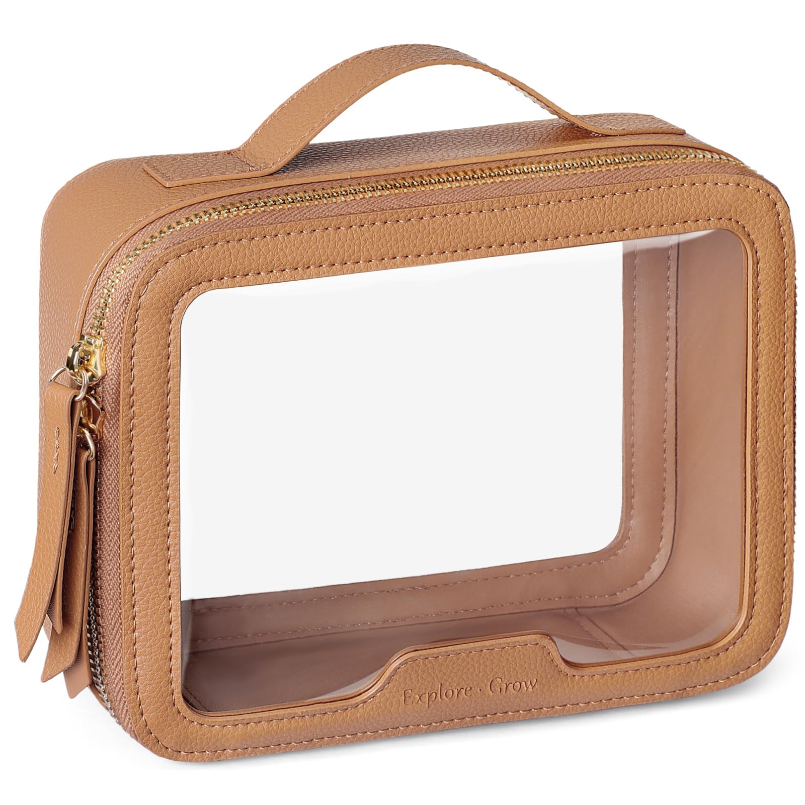 PACKISM Clear Makeup Bag - PU Leather TSA Approved Toiletry Bag