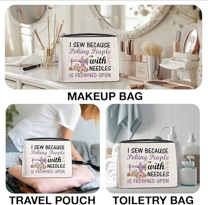 FYDHQSS Sewing Gifts Makeup Bag for Quilters Women Sewing Lovers