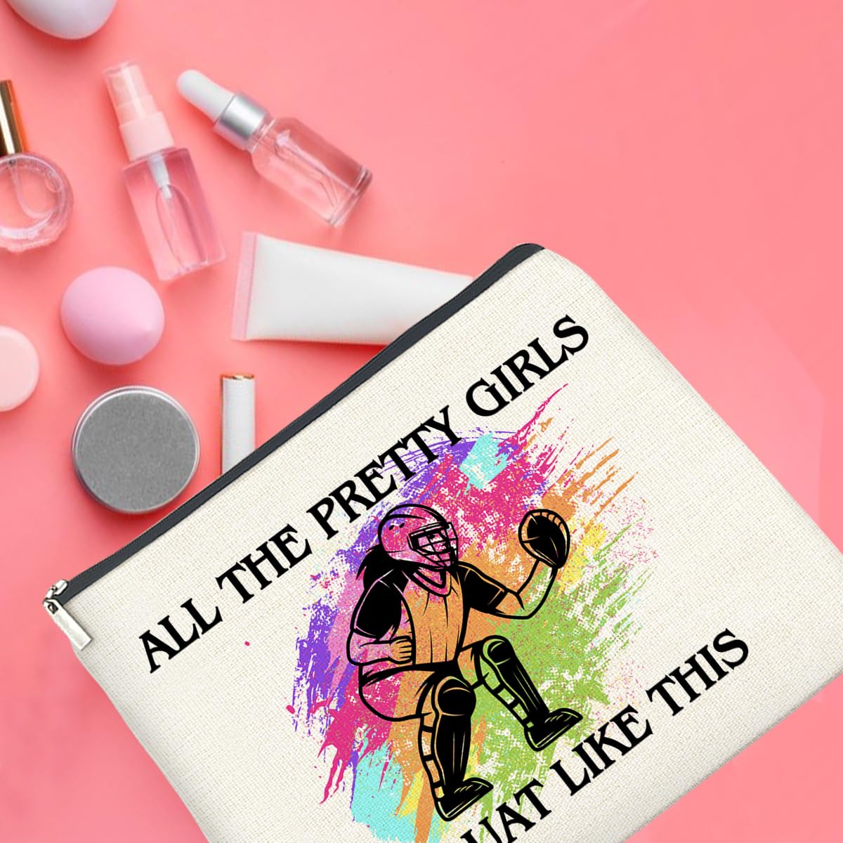 UPNEGE Softball Catcher Makeup Bag Gifts for Women Teens