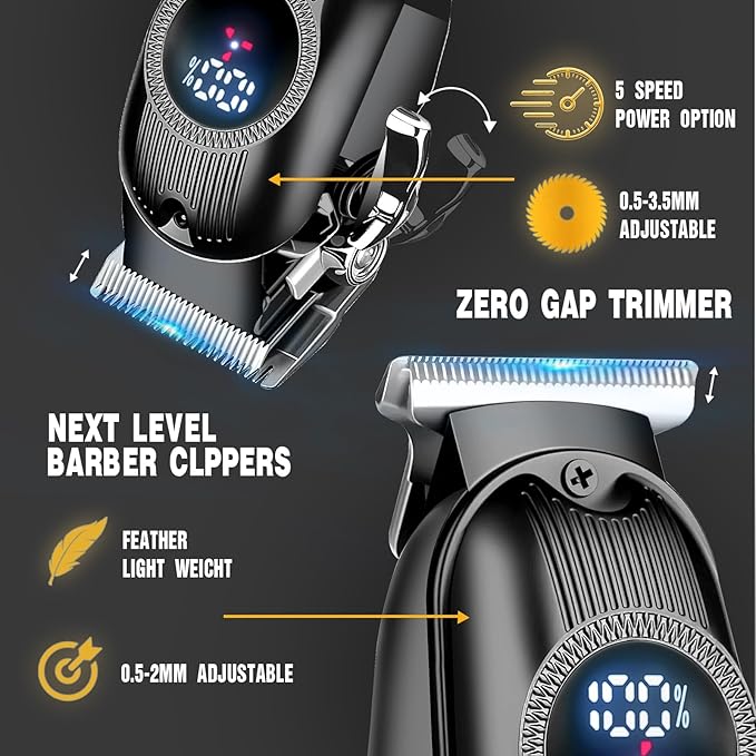 FEYANTTI Hair Clippers for Men Professional Clippers and Trimmers Set, Cordless Hair Clippers, Haircutting Machine with LED Display for Barber Mens Grooming Kit