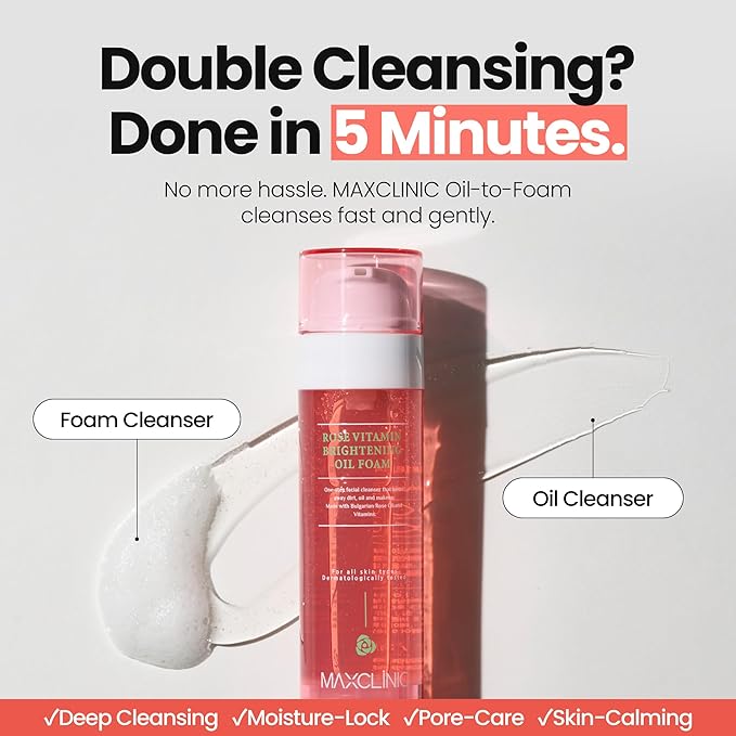 MAXCLINIC K Beauty Rose Vitamin Oil To Foam - Makeup Face Wash Cleanser