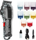 Tuanchuanrp Professional Hair Clippers for Men, Cordless Barber kit for Hair Cutting & Grooming, Hair Clippers Set for Barber Haircut with LED Display 8 Fade Taper Combs(Black)