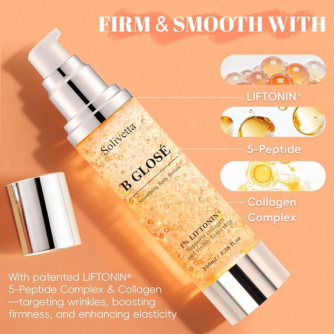 Body Serum for Wrinkles – Anti-Aging Smoothing & Firming Glossy Serum with LIFTONIN®, Peptides & Collagen, Hydrating & Tightening Formula 100 ML