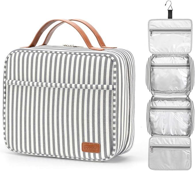 Bosidu Hanging Travel Toiletry Bag, Large Capacity Cosmetic Travel Toiletry Organizer for Women with 4 Compartments & 1 Sturdy Hook, Perfect for Daily Use/Valentines' Day