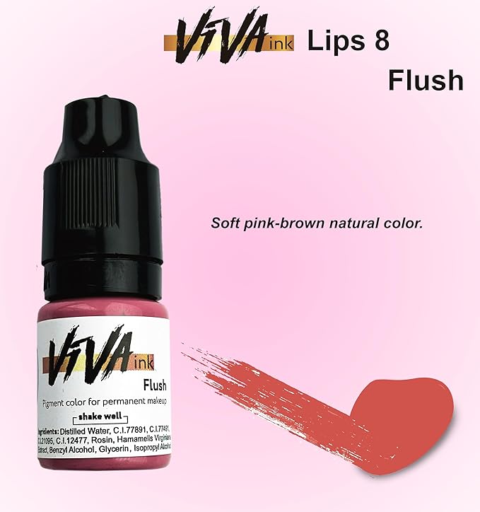 VIVA INK Lip Pigment – Flush – Permanent Lip Makeup – Microblading Ink for Durable and Colorful Lips – Long Lasting Color Lip Cosmetics (0.2 oz)