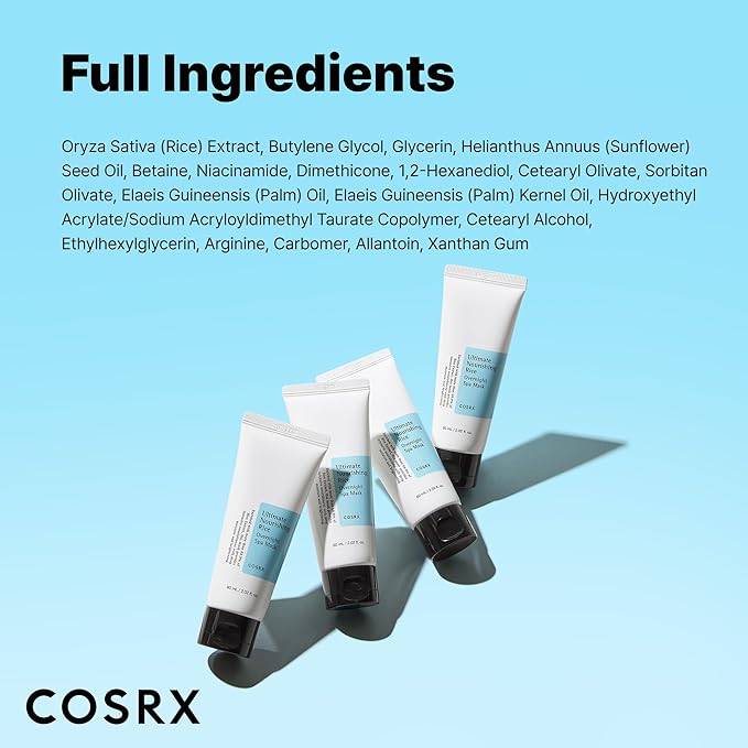 COSRX Ultimate Nourishing Rice Overnight Spa Mask, Niacinamide, 2.02fl.oz